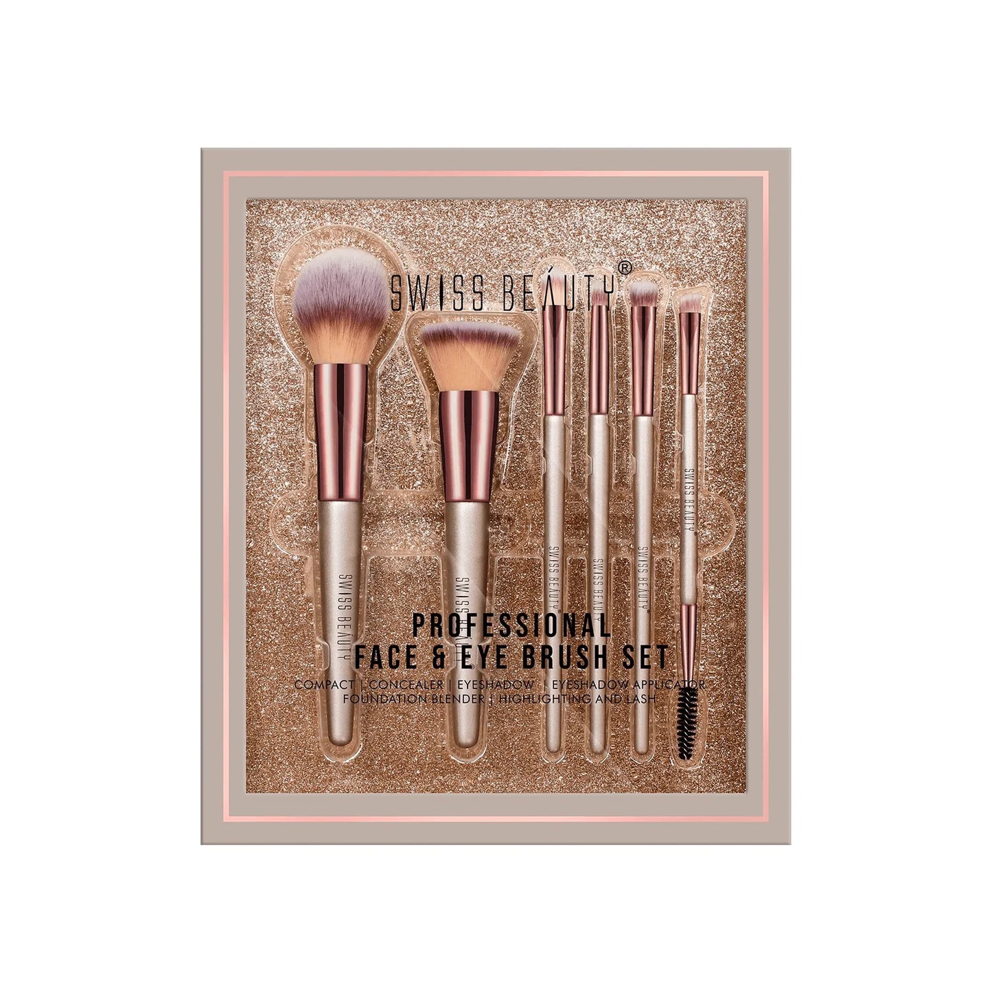 SWISS BEAUTY PROFESSIONAL FACE & EYE BRUSH SET MAKEUP KIT- 6 PCS