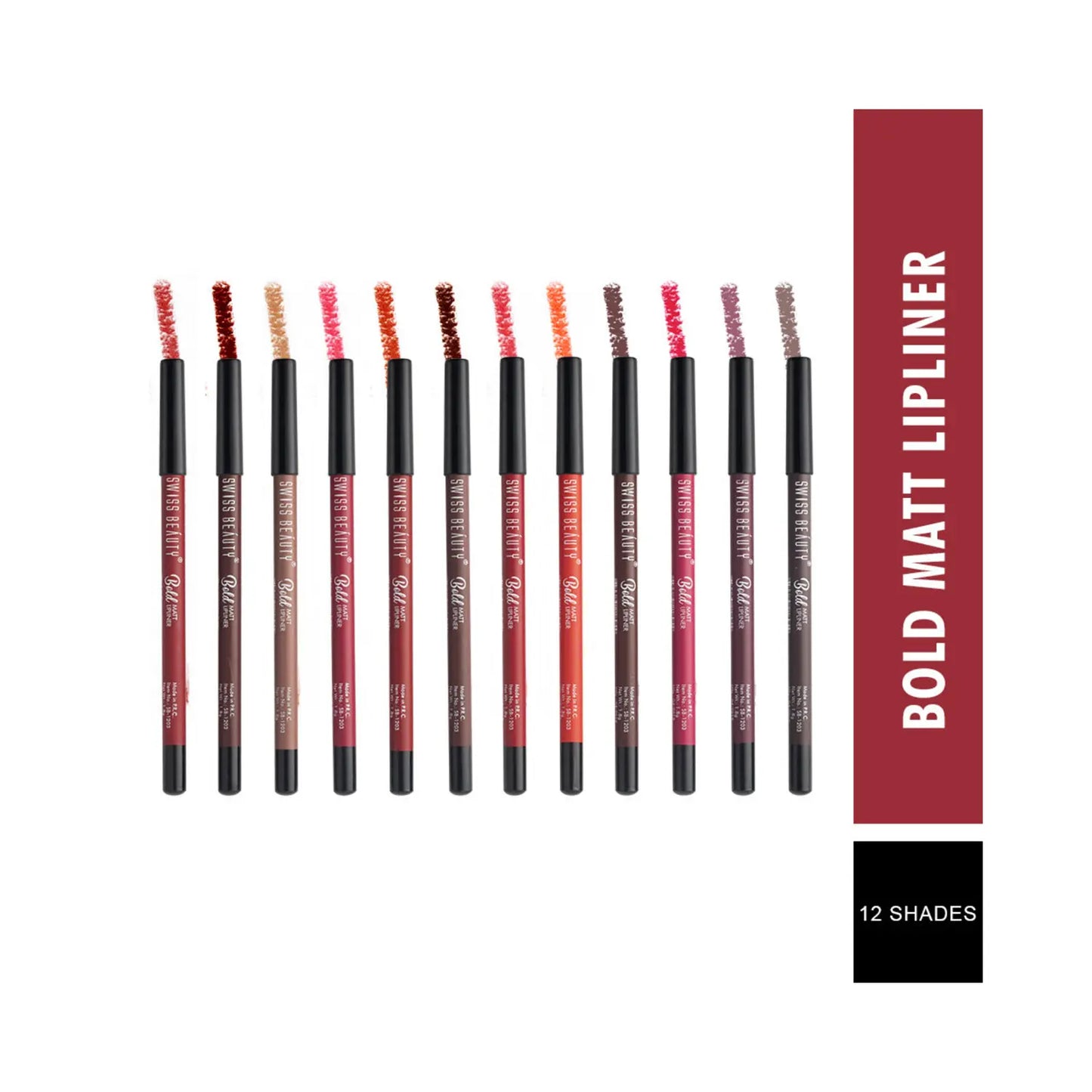 Swiss Beauty Bold Matt Lip Liner - Multi-Color (12Pcs)